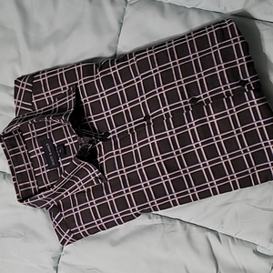 Scott Barber Black (Grey Speckled) Blue/Gold Crosshatch LS Button-down Men's XL.